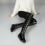 Narella Overknee Winterboots | Zwarte Overknee Laarzen met Strikdetail & Warme Voering