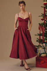 Elara | Luxe midi jurk met corset top & volle rok