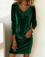 Dames velvet jurk groen soepelvallend model
