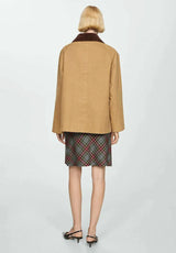 Marleau Jacket | Camel workwear jacket with corduroy collar and toggle closure