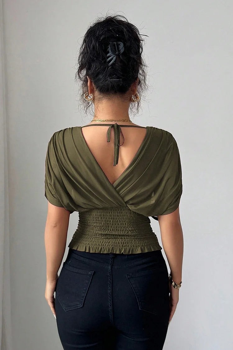 Celestine | Elegante Drapé Top met V-Hals & Tailleaccent