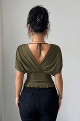 Celestine | Elegante Drapé Top met V-Hals & Tailleaccent