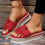 Meliore | Plateau Sandalen met Strikdetail en Jutezool