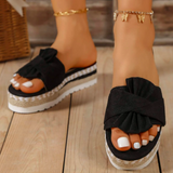 Zwarte plateau sandalen met strikdetail – comfortabele zomerschoenen