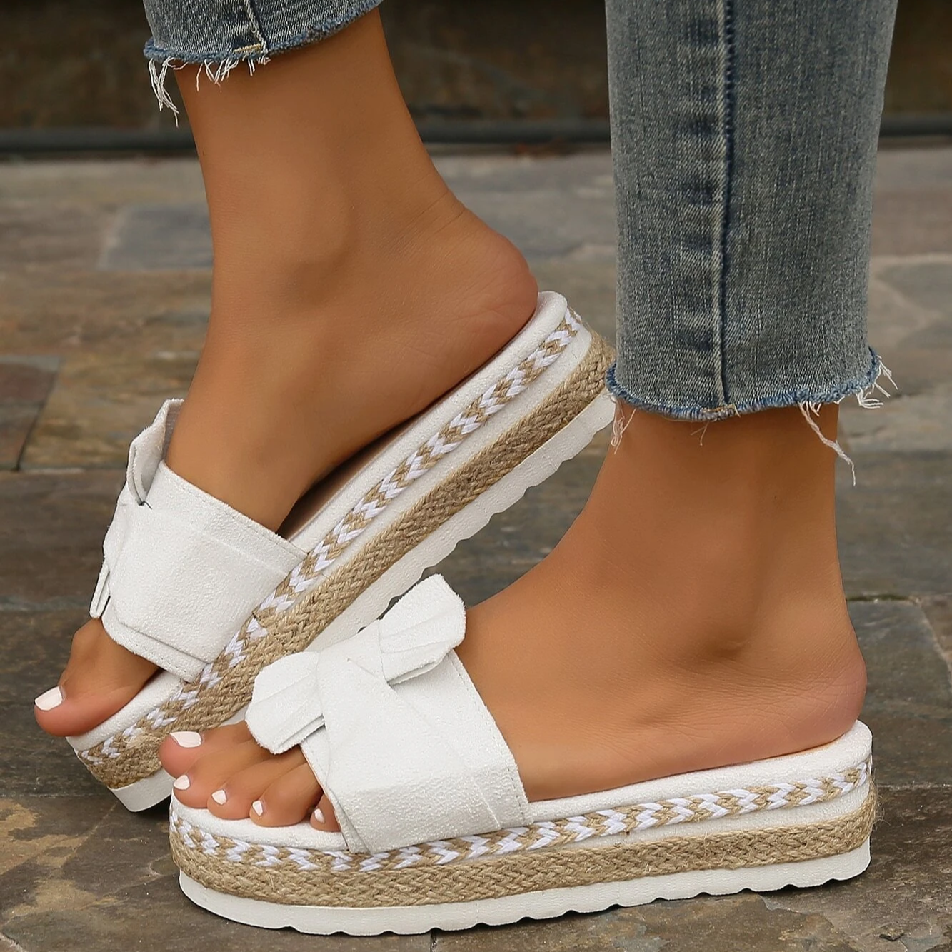 Meliore | Plateau Sandalen met Strikdetail en Jutezool