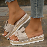 Meliore | Plateau Sandalen met Strikdetail en Jutezool