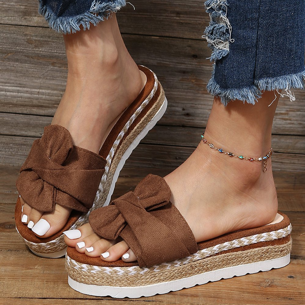 Meliore | Plateau Sandalen met Strikdetail en Jutezool