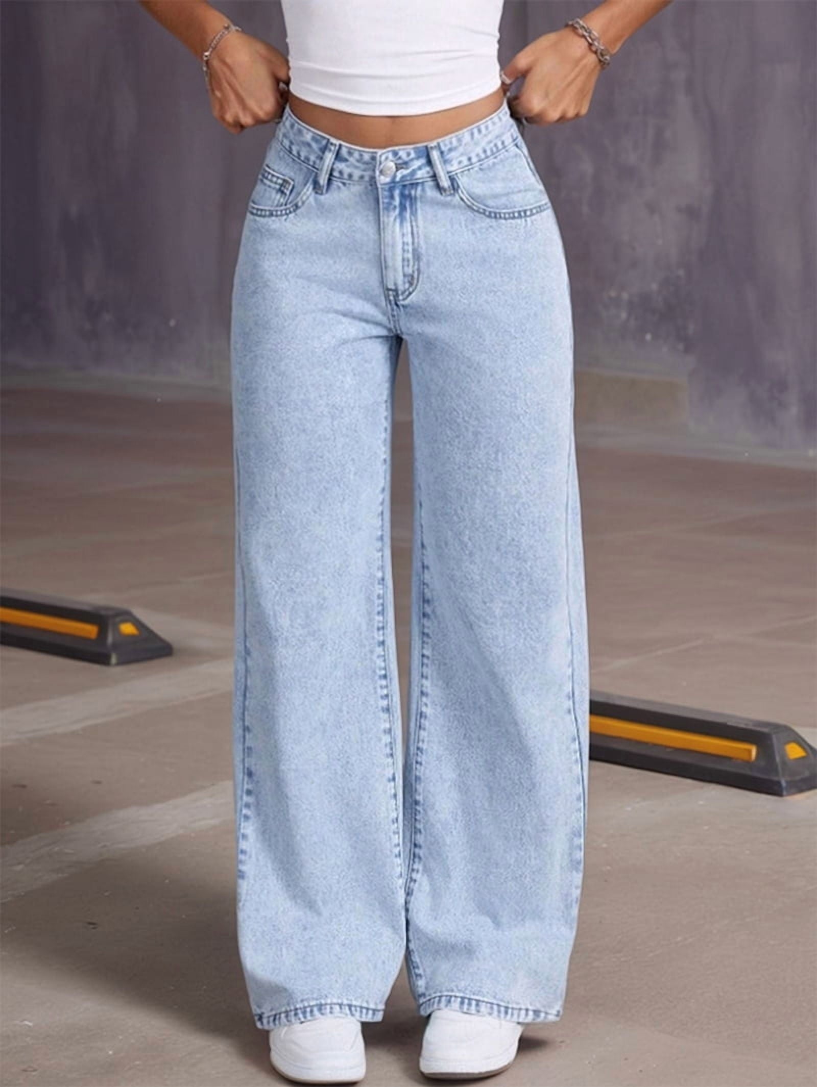 Rosélune Wide Leg Jeans | High Waist Denim met Strikdetail