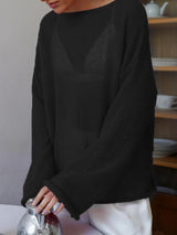 Zwarte luchtige knit trui – stijlvolle basic met wijde mouwen