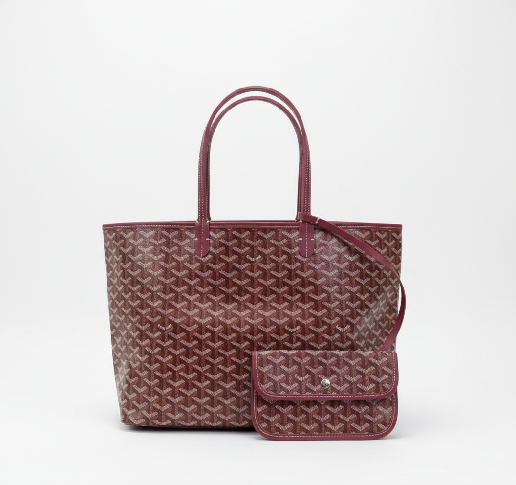 bordeauxrode tote bag met geometrisch design