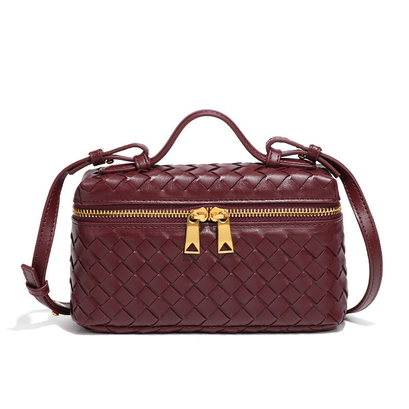 woven crossbody bag bordeaux rood