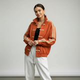 Yúmei Trainingsjacke | Retro-Sportjacke mit Knopfdetails, Schlaufen und Reißverschluss