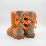 orange sparkle bow boots met faux fur lining tiktok viral trend