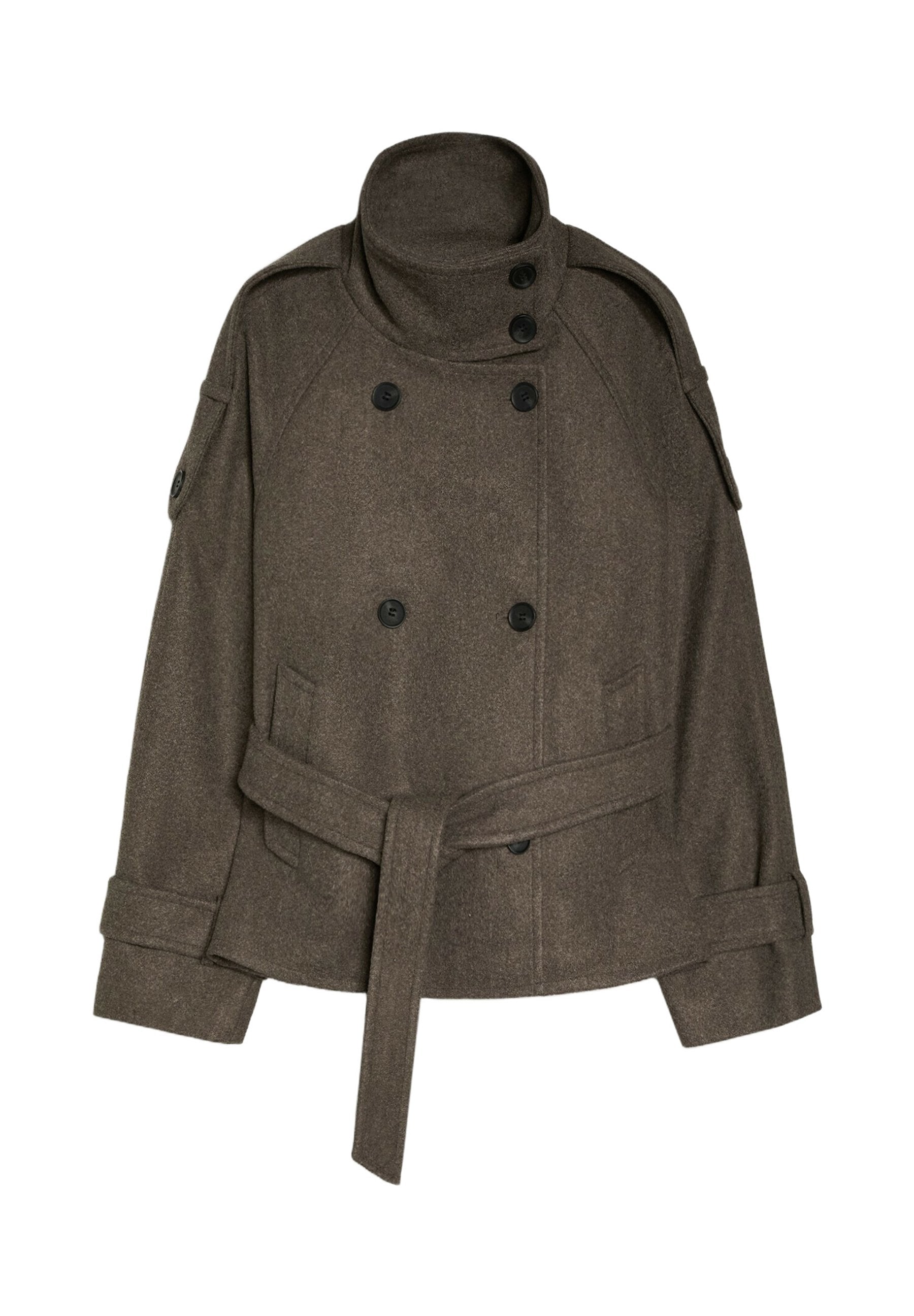 Améliane | Trench-coat court à col montant et ceinture