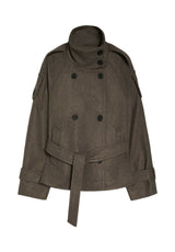 Améliane | Trench-coat court à col montant et ceinture