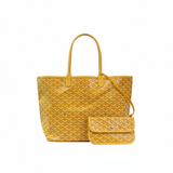 gele tote bag met patroon en etui