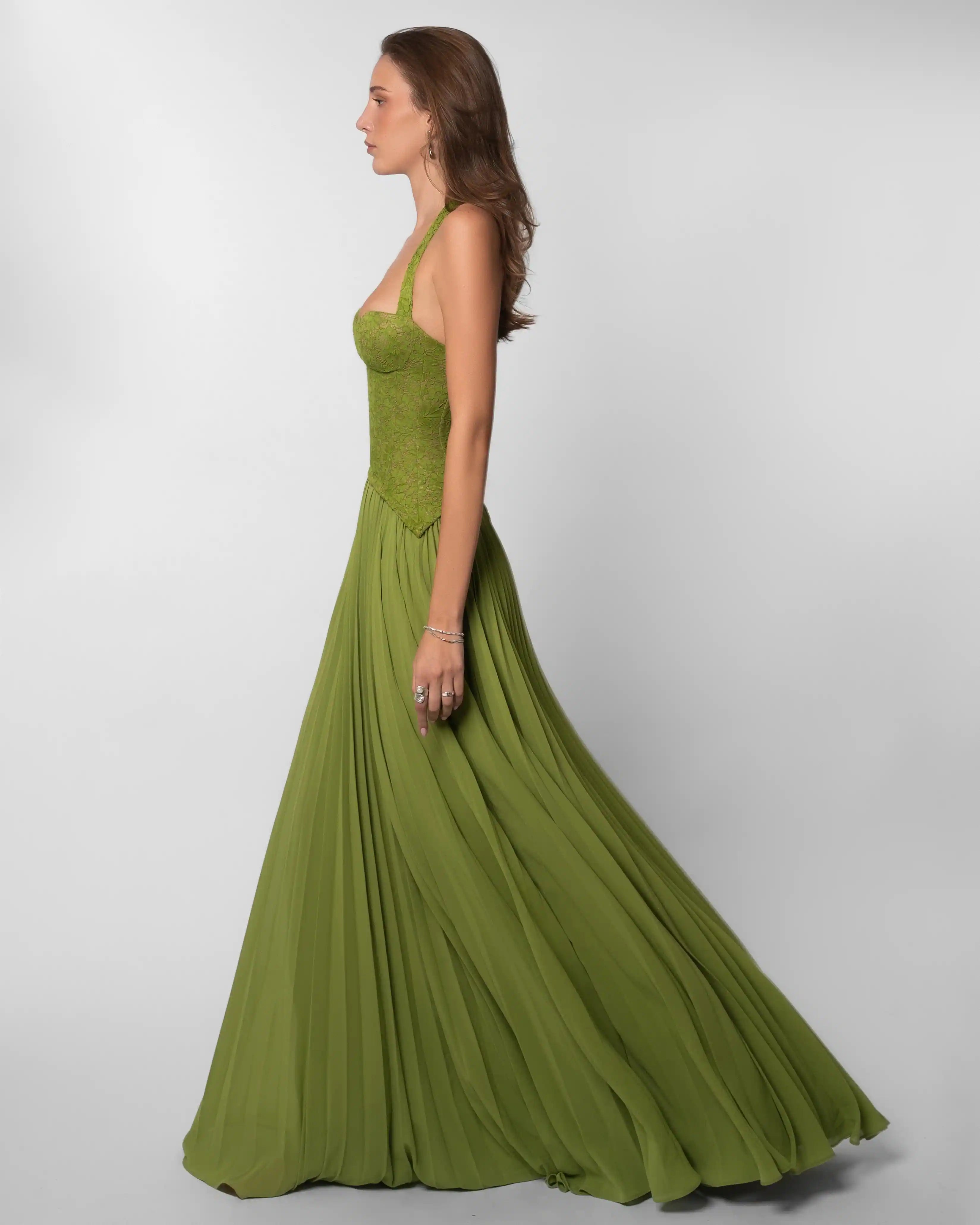 Elvaria | Luxe Maxi Jurk met Corset Top & Plissé Rok