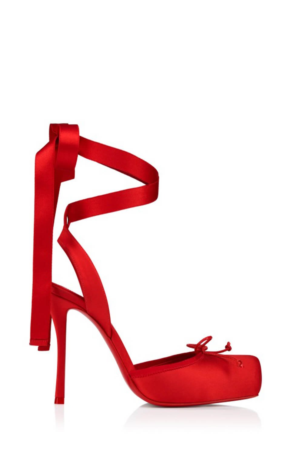 Seraphine Ballet Heels rood – moderne pumps met satijnen strik en square-toe