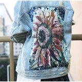 Nayla Denim Jas met Bloemenpatch & Strass | Oversized Spijkerjack voor Dames