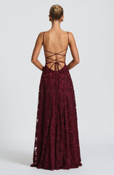 Florencia | Maxi Jurk met Open Rug & Bloemenstructuur