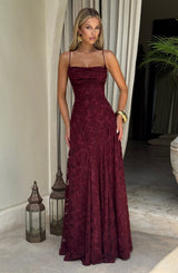 Florencia | Maxi Jurk met Open Rug & Bloemenstructuur