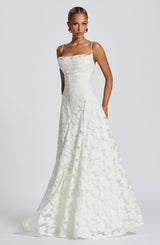 Florencia | Maxi Jurk met Open Rug & Bloemenstructuur