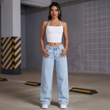 Rosélune Wide Leg Jeans | High Waist Denim met Strikdetail
