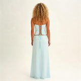 elegante zomer set dames met strapless top en flowy rok