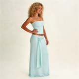 elegante zomer set dames met strapless top en flowy rok