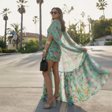 Alvéra | Fließendes Maxikleid mit Überwurf und Cape-Effekt