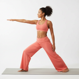 koraal wide leg broek met elastische taille dames