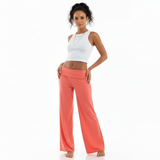 koraal casual broek met wijde pijpen dames