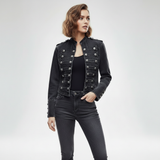 Velisse | Military denim jacket met sierknopen