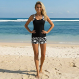 zwarte tankini set met floral shorts dames strand