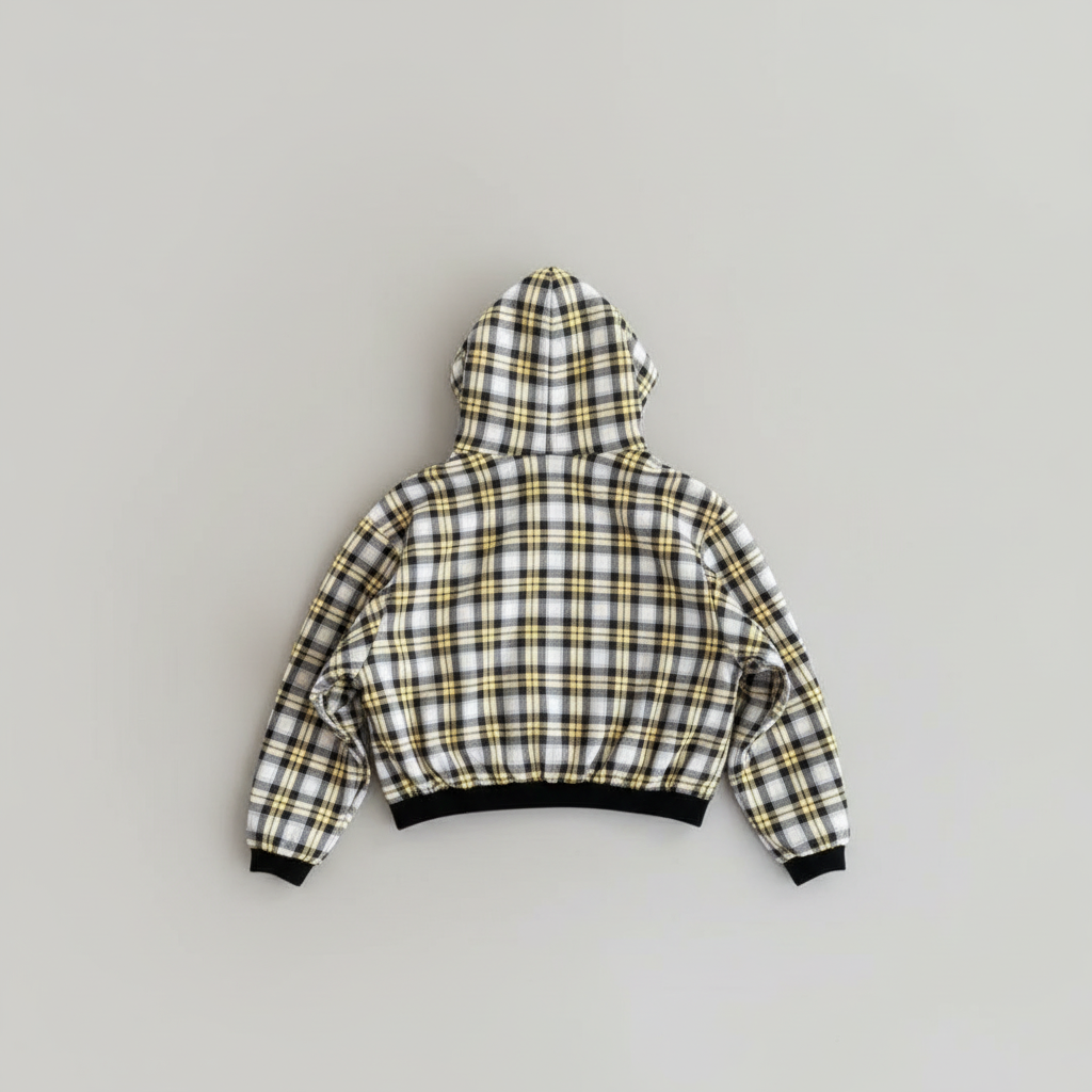 gele plaid reversible hoodie met zwarte buitenkant dames