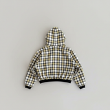 gele plaid reversible hoodie met zwarte buitenkant dames
