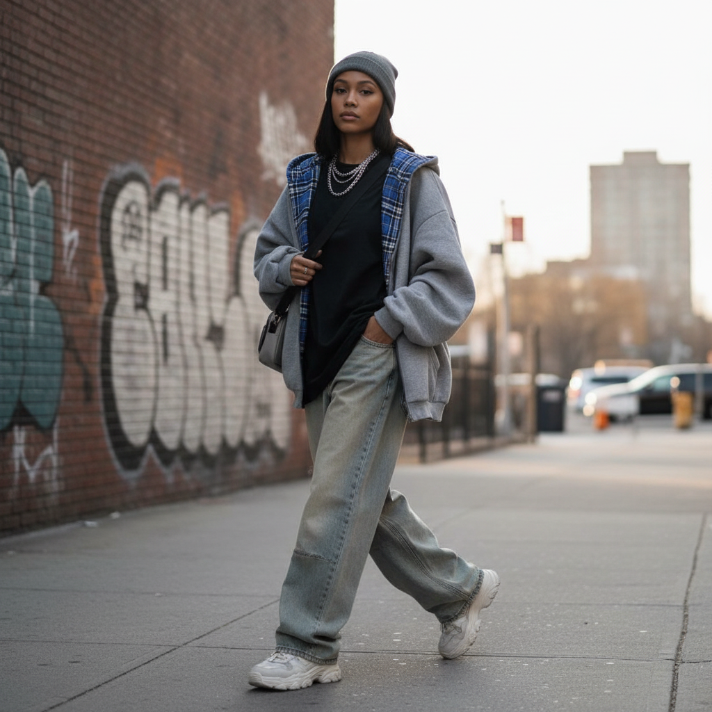 Rivara | Reversible streetstyle hoodie met plaid detail