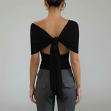 Sorella | Top dos nu, détail nœud & décolleté plongeant en V