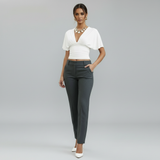 witte elegante top met open rug en korte mouwen dames