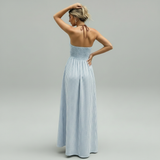 Serelia | Robe maxi rayée avec col halter et décolleté plongeant en V