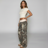 seyra wide leg jeans met camouflage print zijaanzicht dames