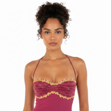 feminine party set dames met haltertop en aangesloten pasvorm