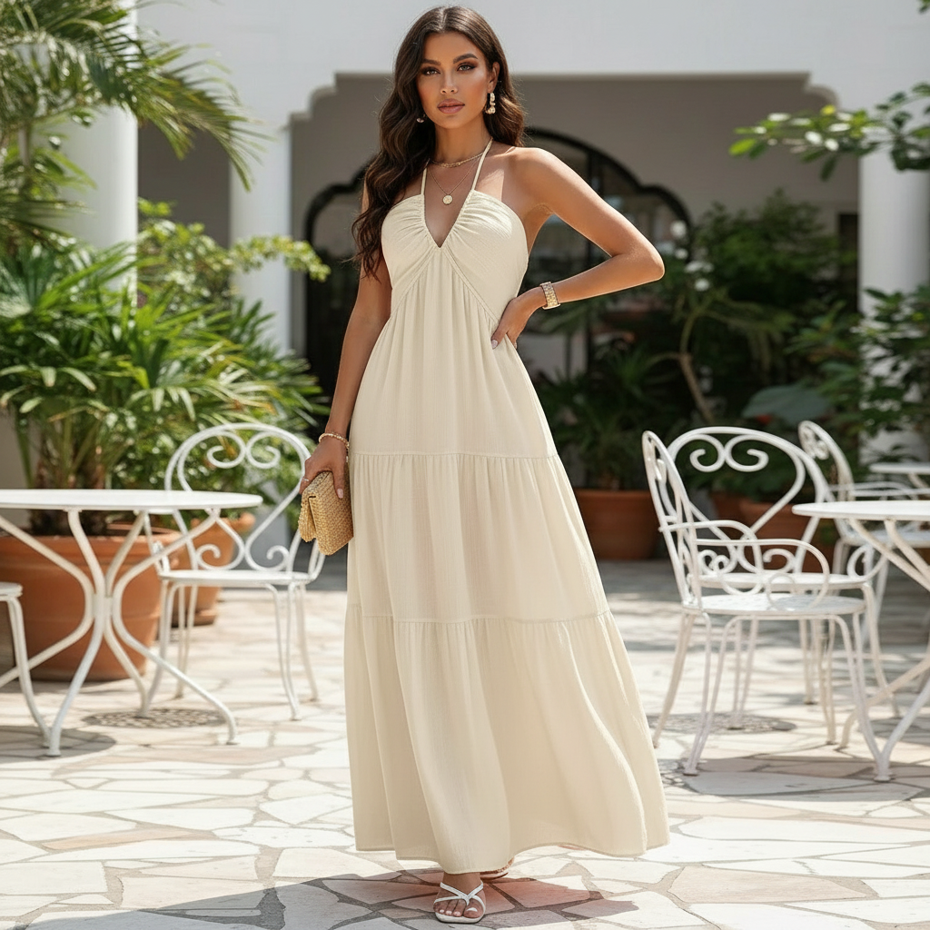 Liora | Zwierige Maxikleid mit elegantem V-Ausschnitt
