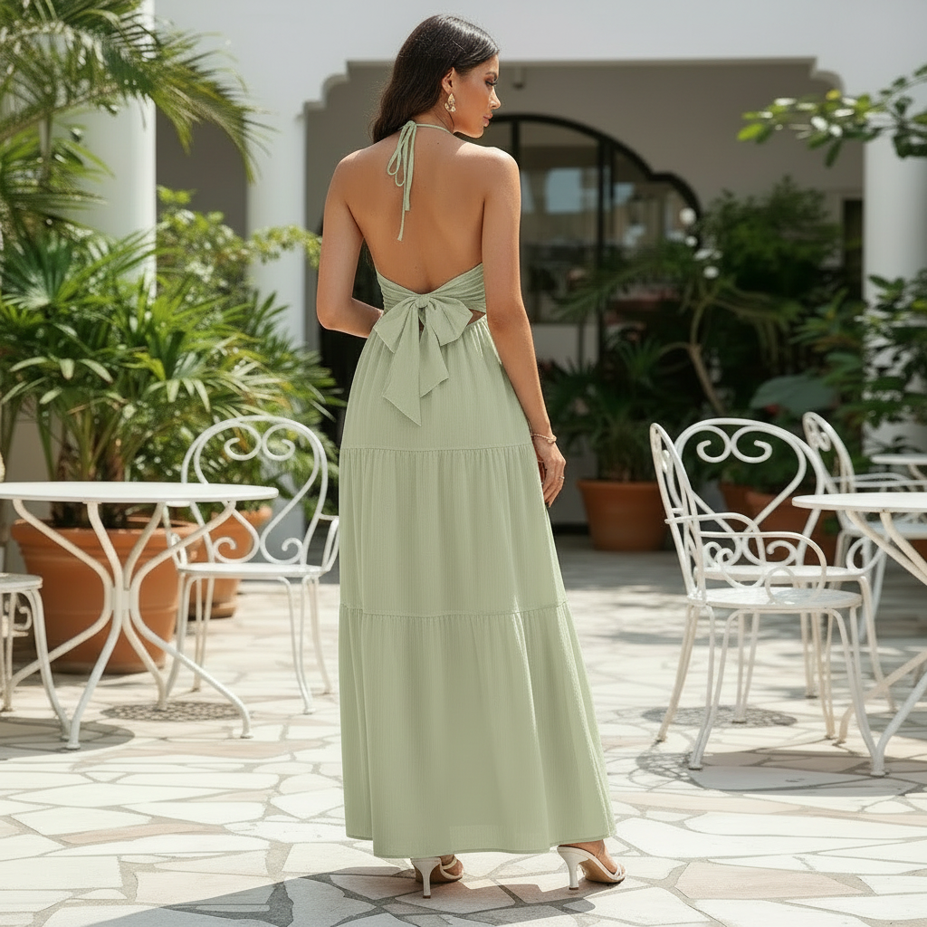 Liora | Zwierige Maxikleid mit elegantem V-Ausschnitt