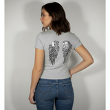 Avelisse fitted grijs T-shirt met korte mouwen