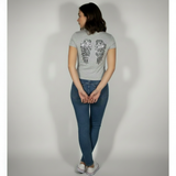 Avelisse fitted grijs T-shirt met pailletten vleugels op de rug