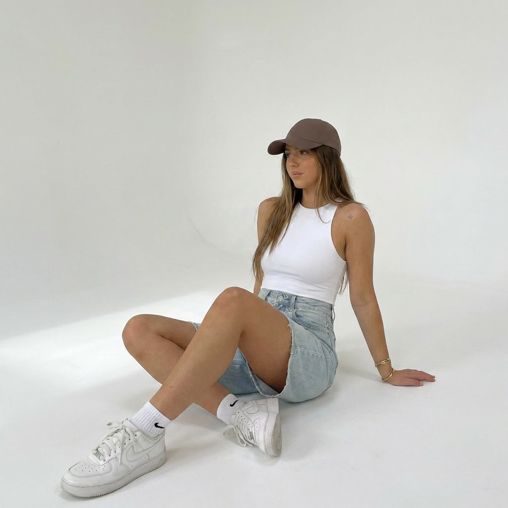 lichte jeans bermuda short dames casual zomer outfit