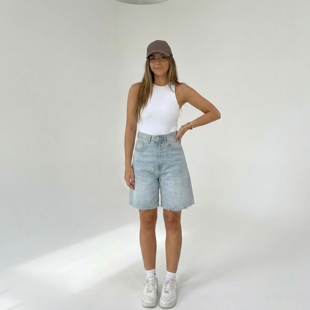 Novéra | Short bermuda en jean taille haute avec coupe décontractée