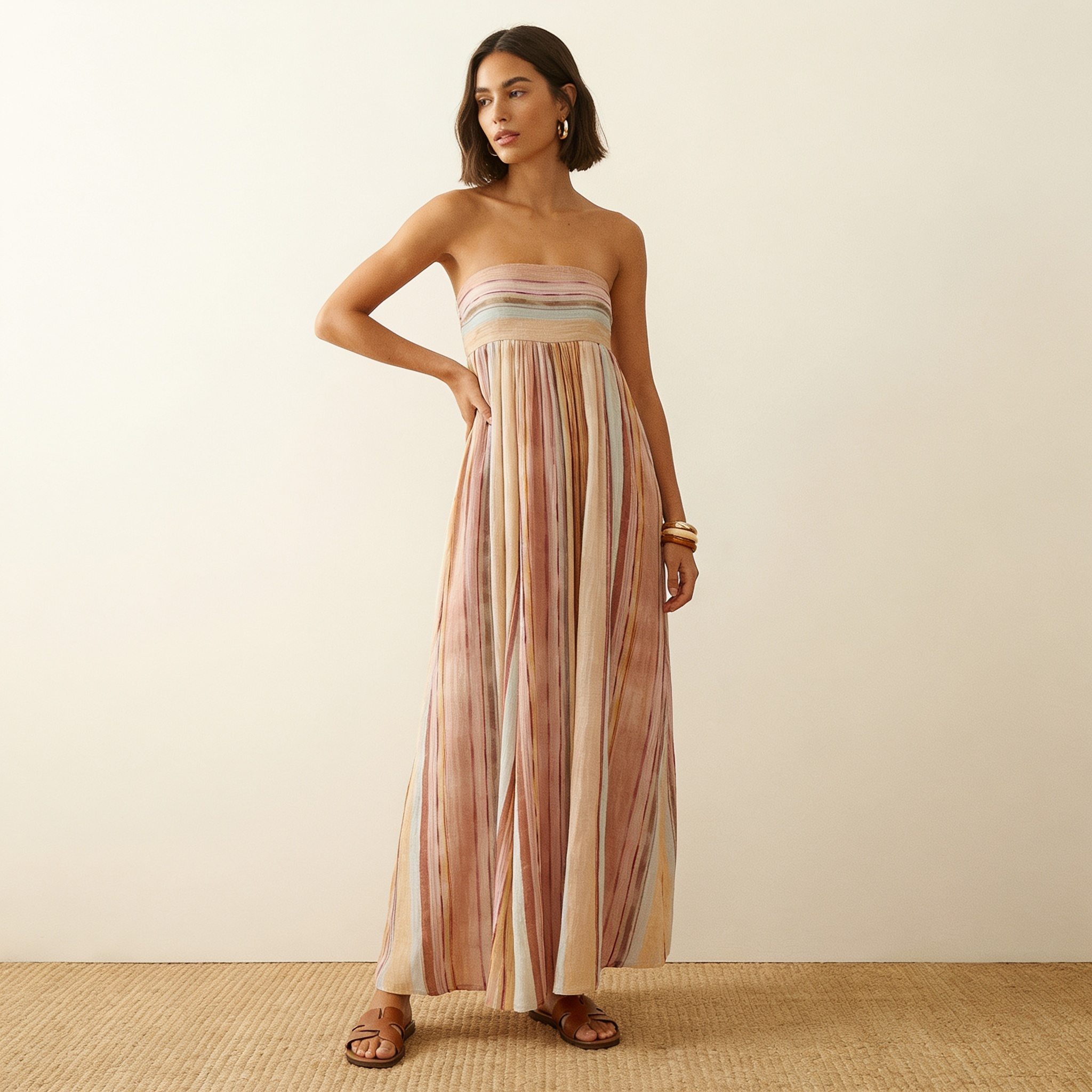 Bandeau zomerjurk met lange rok