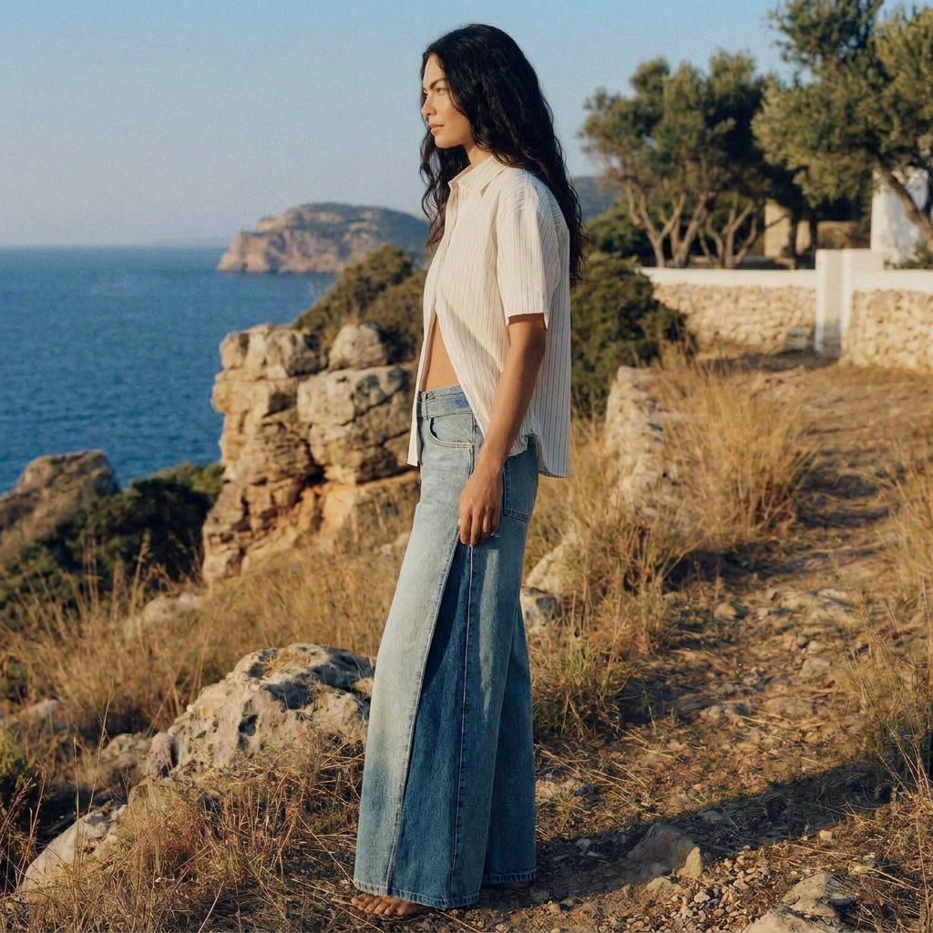 Casual outfit met Harper wide leg jeans